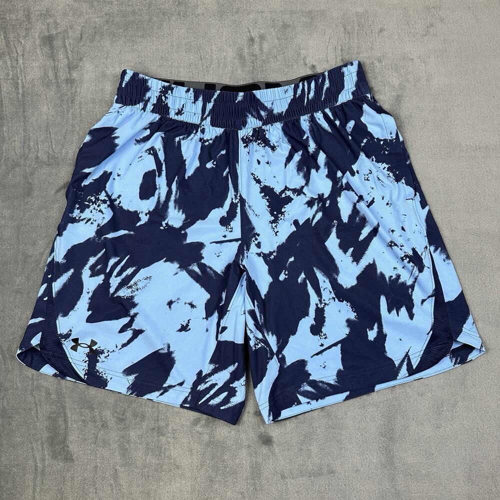 Under Armour Elevated Woven Shorts Mens Large Blue Camo Training Running Pockets
